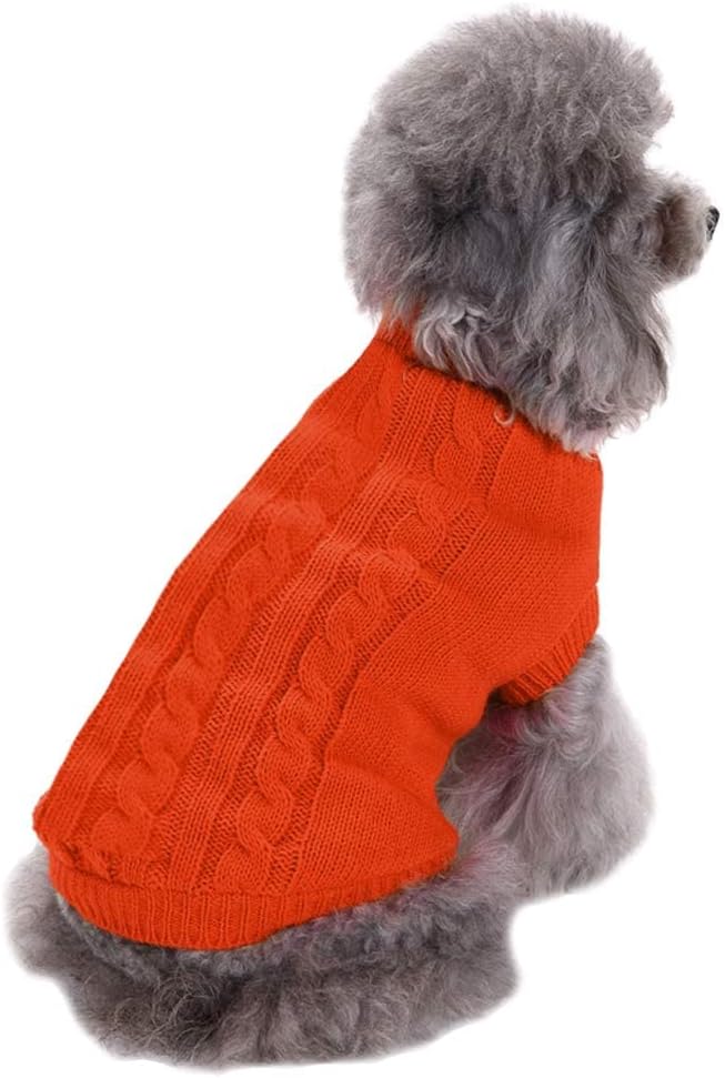CHBORCHICEN Small Dog Sweaters Knitted Pet Cat Warm Dog Sweatshirt Winter Clothes Kitten Puppy Sweater (Medium, Orange) - Image 5