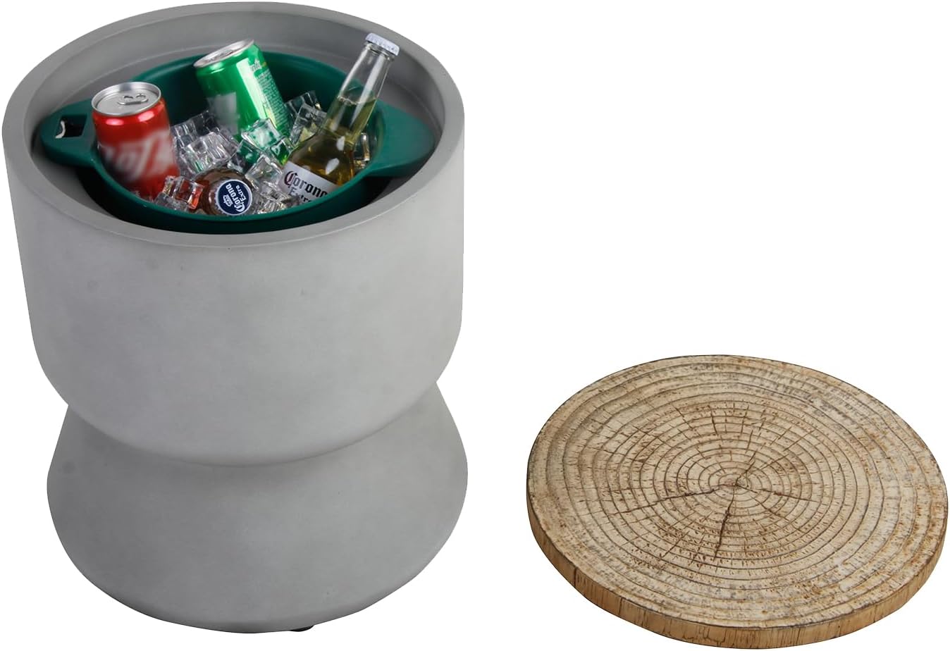 Afterglow Outdoor Cooler Side Table, Patio Bar Table w Ice Bucket, Perfect for Beer Wine Storage,Patio Decor, Deck Pool Backyard Party