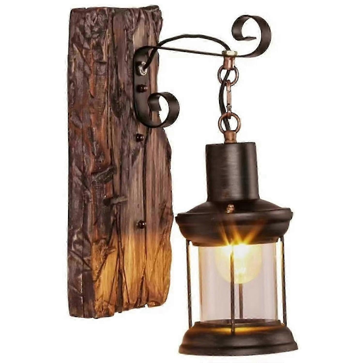 JOYHAPPST Archaize Industrial Wood Wall Sconce Light Rustic Wall Lamp Decorate
