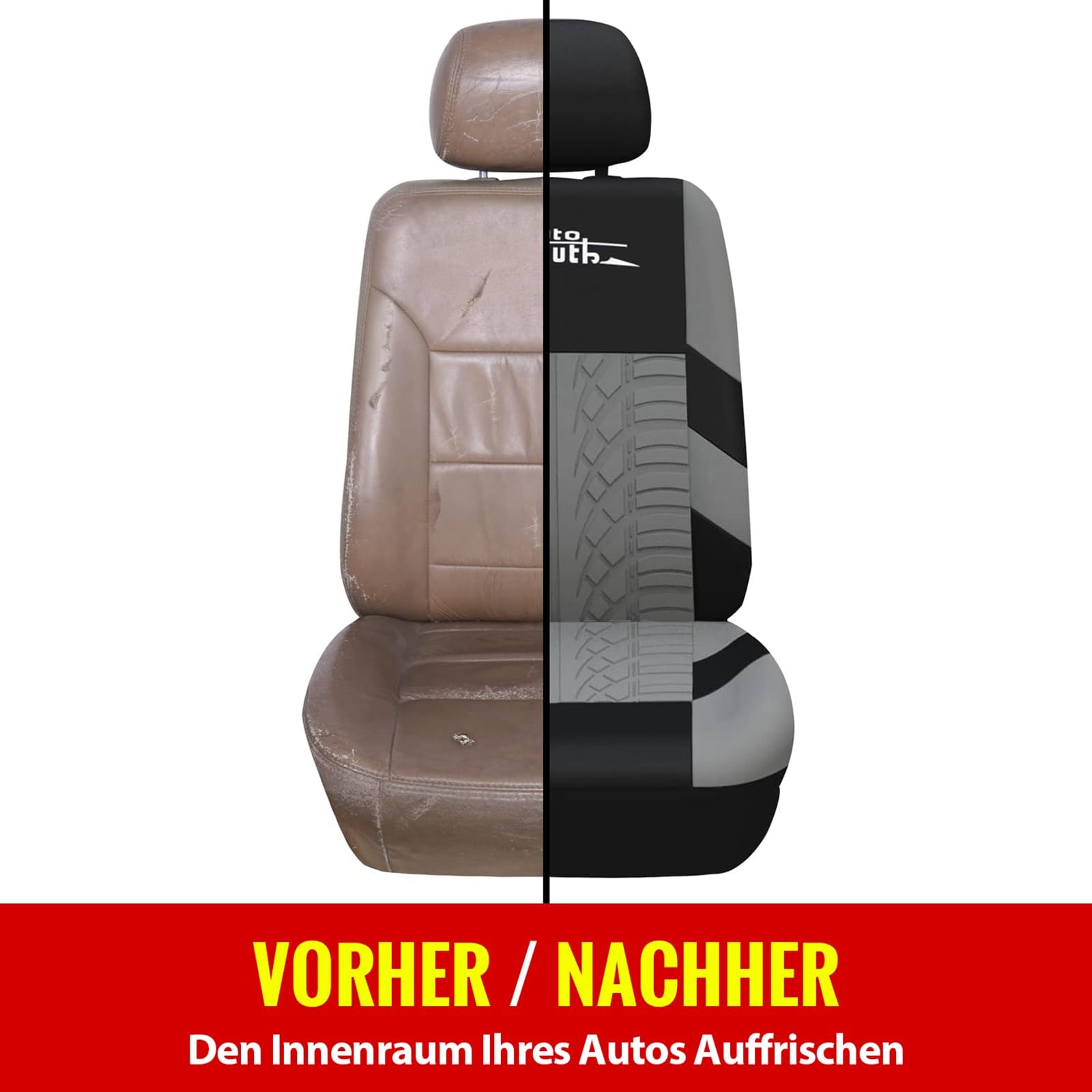 AUTOYOUTH Autositzbezüge Universal Fit Komplettset Autositzschoner Reifenschienen Autositzzubehör, Grau
