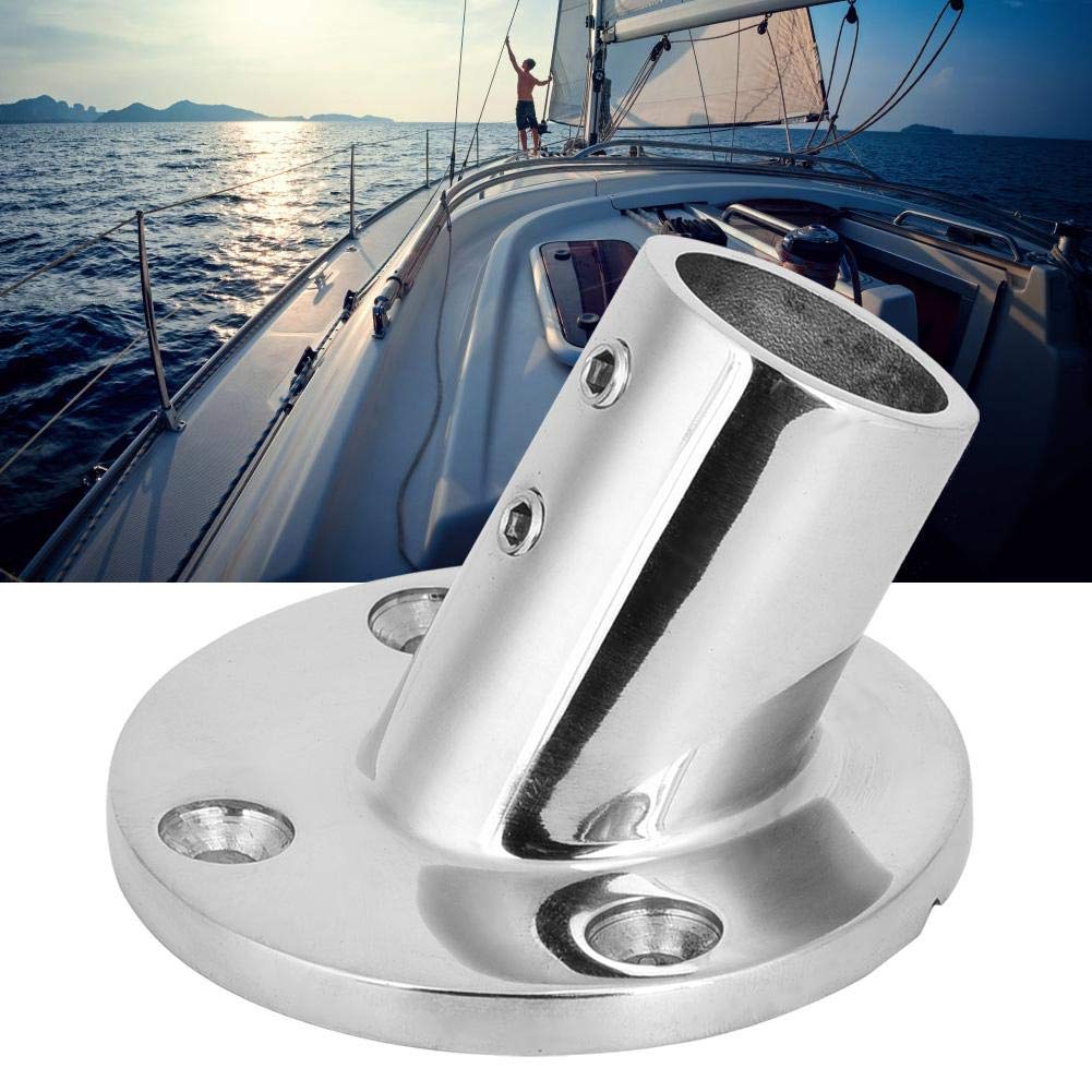 Corrimano Barca Inox Grado Marino Base Rotonda 60 Gradi per Tubo 22mm o 25mm 22mm