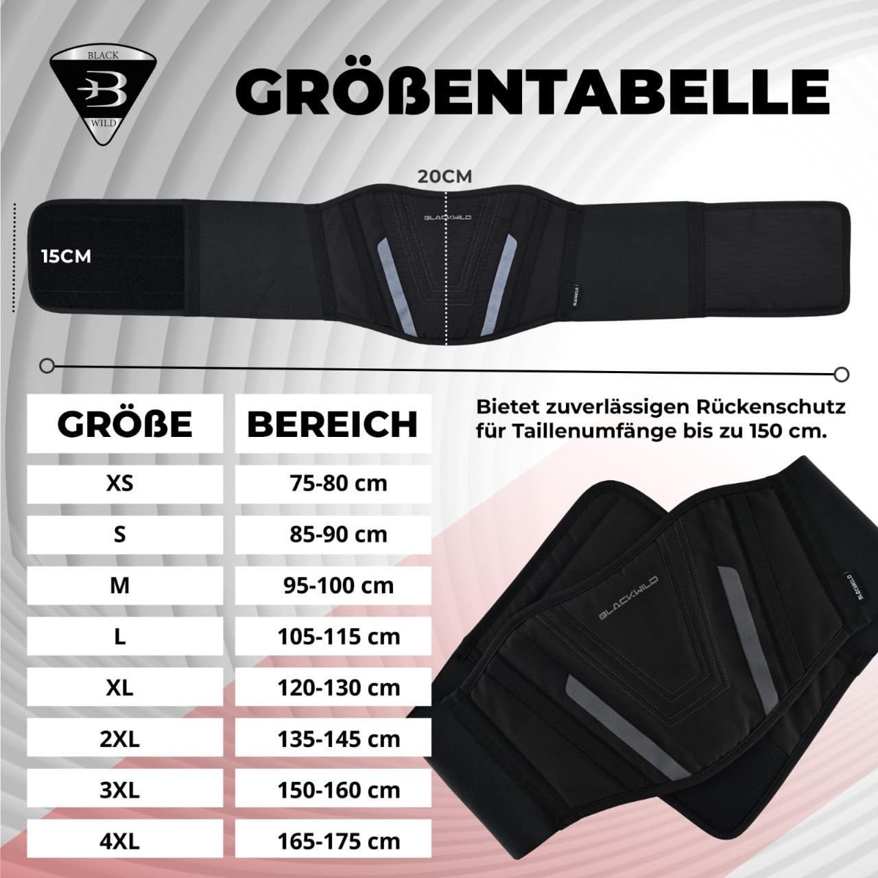 BLACKWILD - Cintura lombare per moto, unisex, colore nero primario stabilizzazione efficace della zona lombare, tiene al caldo i reni