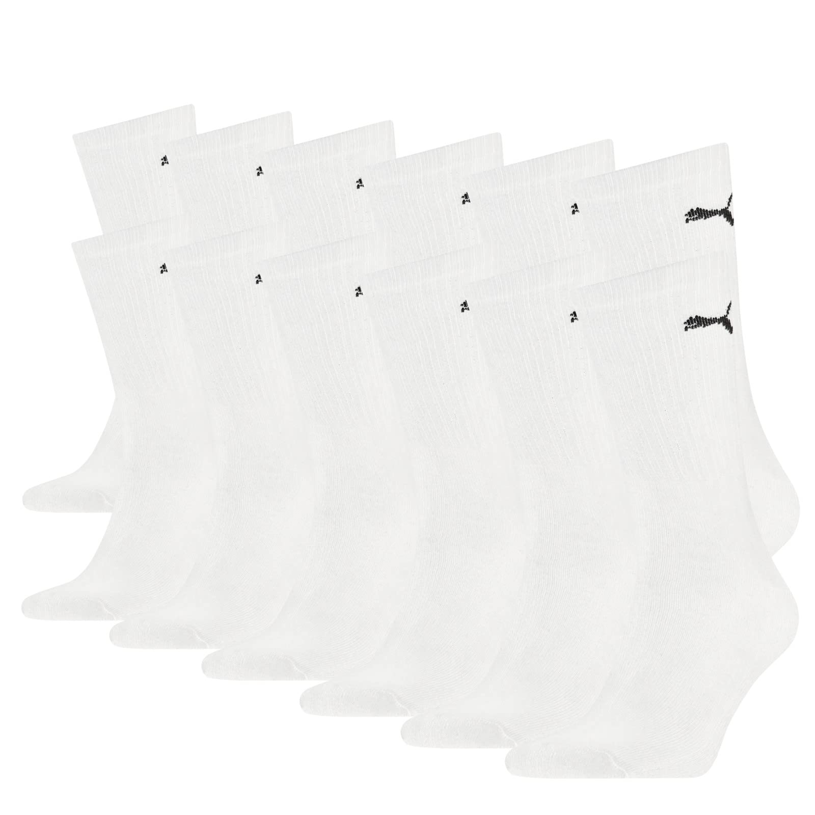 PUMA Unisex Cushioned Crew Socks (6 Pair Pack) white, 2.5-5