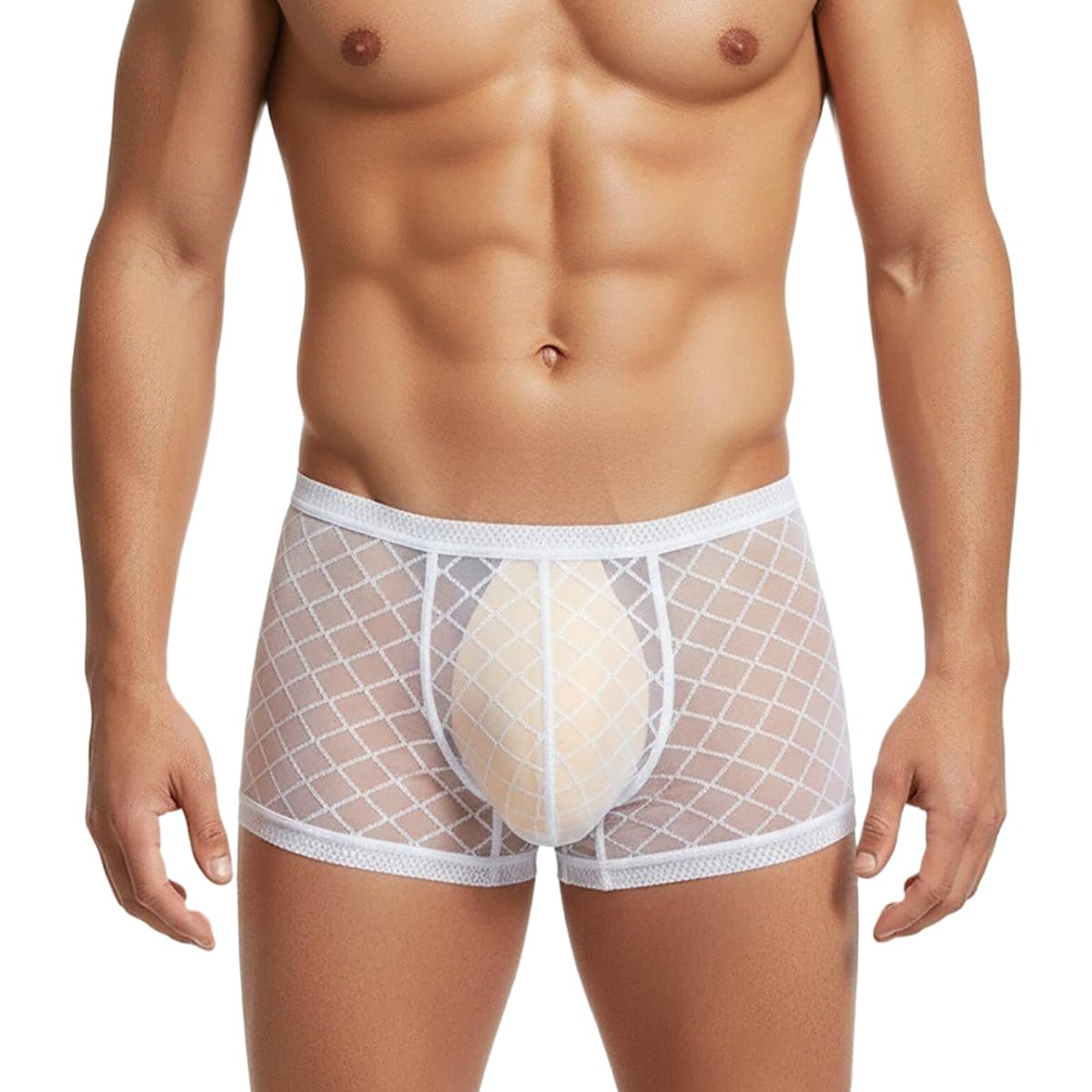 YINYOUYUMens See Through Boxers Sexy Mesh Lace Trunk Underwear Seamless Thin Bulge Pouch Boxer Briefs