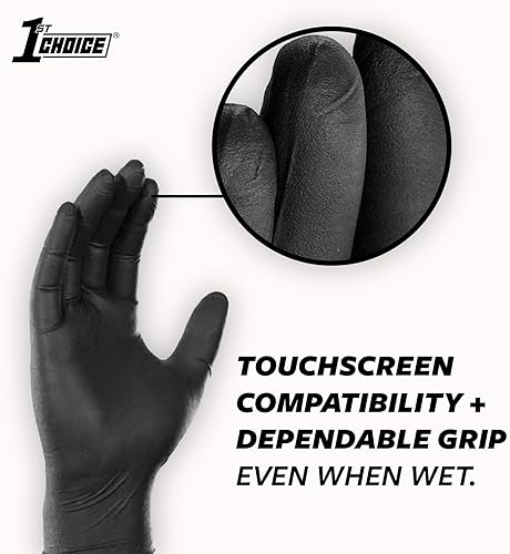 Miniatura 4 de 1st Choice - Black Nitrile Disposable Gloves - 6 mil - Latex Free - Non-Sterile - Food Grade - Puncture Resistant