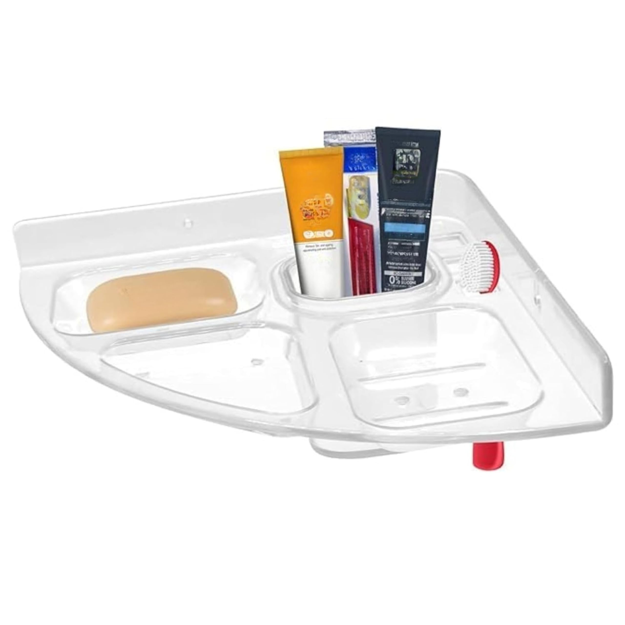 Aimko 5 in 1 Corner Soap Dish Holder | Heavy Duty Transparent Acrylic Wall Shelf | | Unbreakable Bathroom Corner Rack-image-42