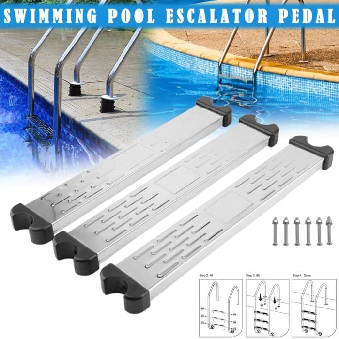 Escalera para piscina de acero inoxidable 3 peldaños miniatura 2