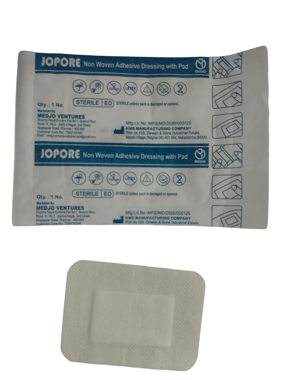 JOPORE NON WOVEN ADHESIVE DRESSING WITH PAD SIZE : 6 X 8 CM ( PACK OF 15 PCS )