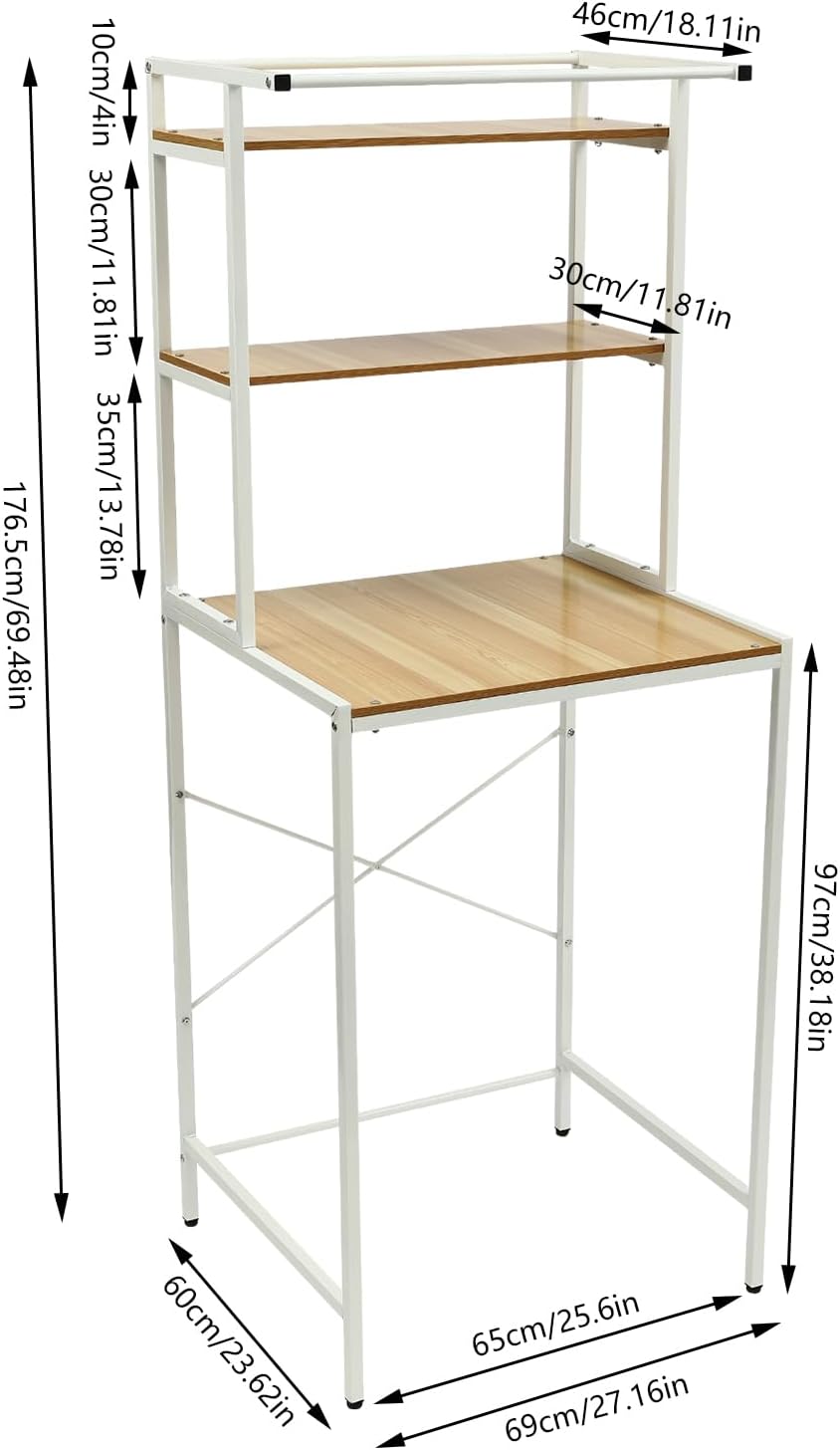 3 Tier Washer and Dryer Storage Rack Adjustable Rubber Feet Freestanding Bathroom Space Saving Organizer Rack for Bathrooms, Laundry Rooms, Balconies, Porches, Living Rooms