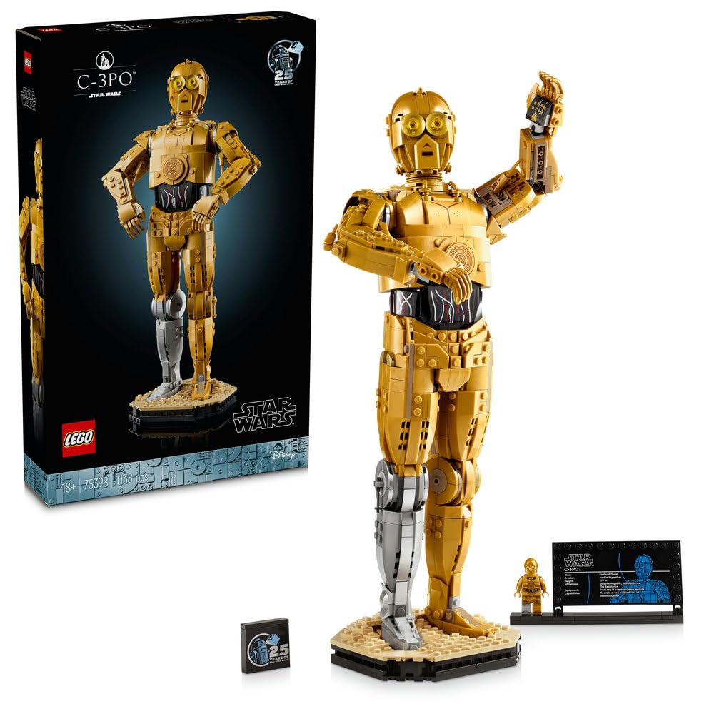 LEGO Star Wars C-3PO 75398 | Model droida, kolekcjonerski zestaw klocków dla dorosłych, prezent dla fana Star Wars, ozdoba na biurko, 1138 elementów