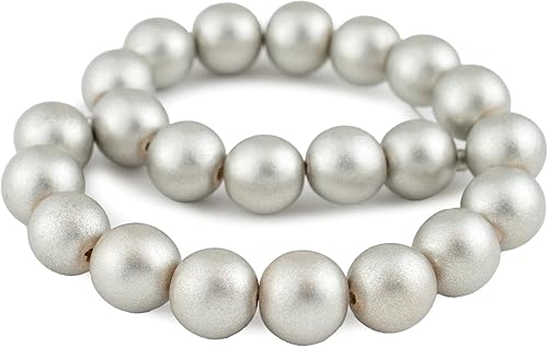 Miniatura 3 de The Bead Chest cuentas de madera natural de 20 mm en plata envejecida para hacer joyas cuentas espaciadoras de madera suelta redondas