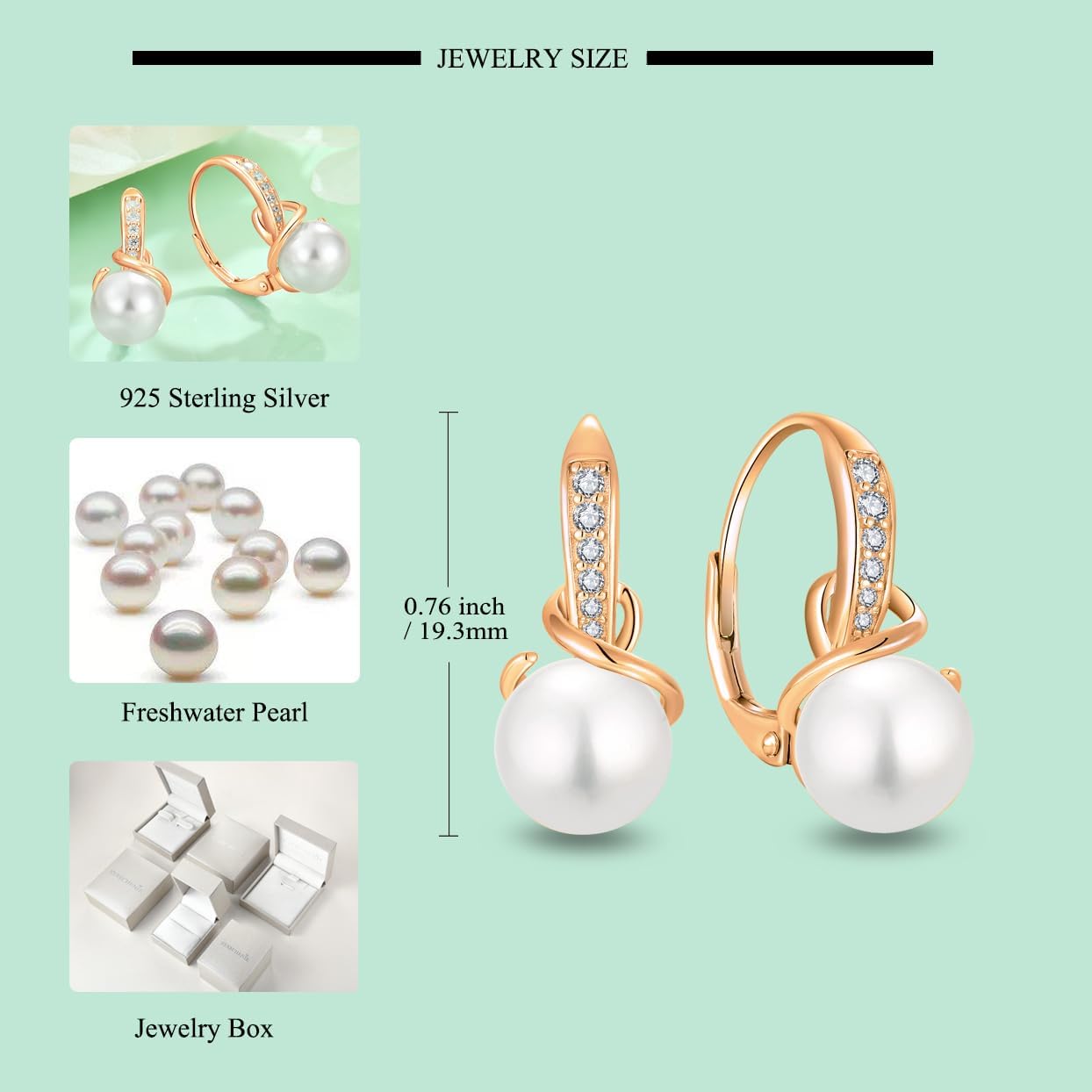 Starchenie Pearl Earrings Necklace 925 Sterling Silver Rose Gold Plated Pearl Jewelry Set for Women - Image 6