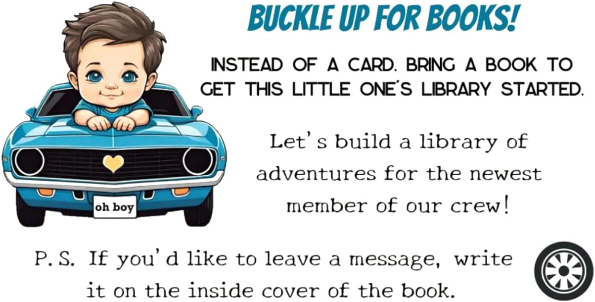 Classic Boy Blue Race Car Baby Shower Invitation Bundle: 20 Fill-In Invitations, Baby Book & Diaper Raffle Tickets