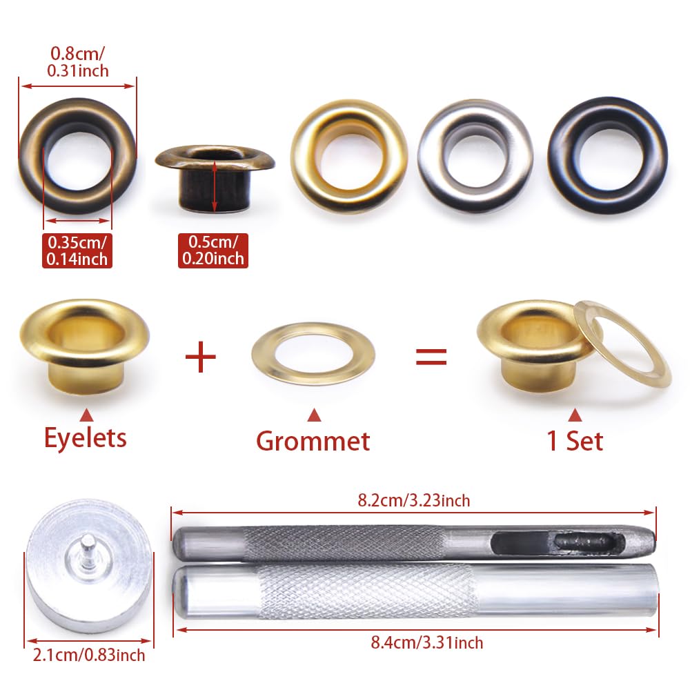 Jamsinmu 3.5mm Grommet Tool Kit 800 works Sets Grommet Adjusting Tool with Eye Pliers Eyelet Tool Set for Leather Canvas Tarpaulin Tent 150# Inner 3.5mm - Image 3