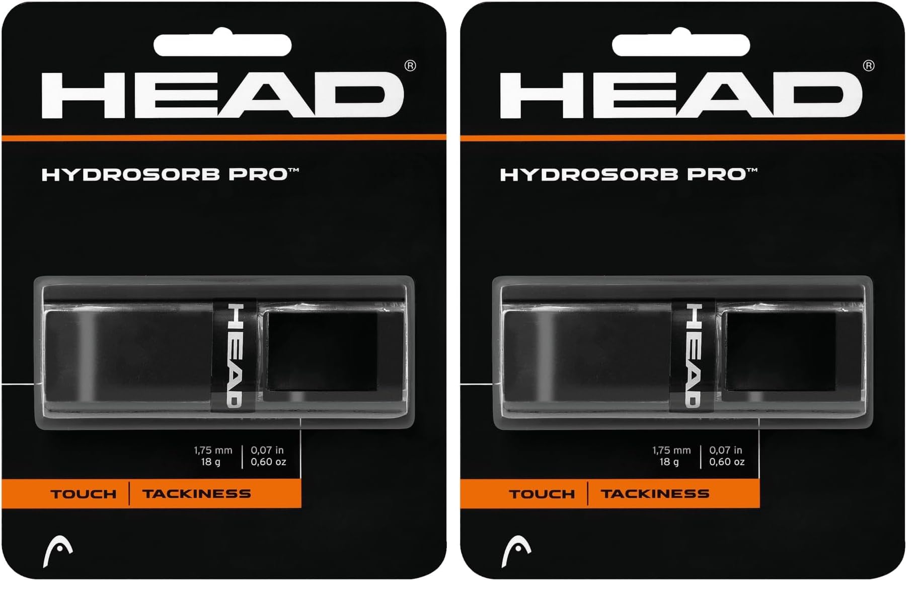 HEAD Hydrosorb Pro Schlägergriff für Herren, Schwarz, Einheitsgröße (Packung mit 2)