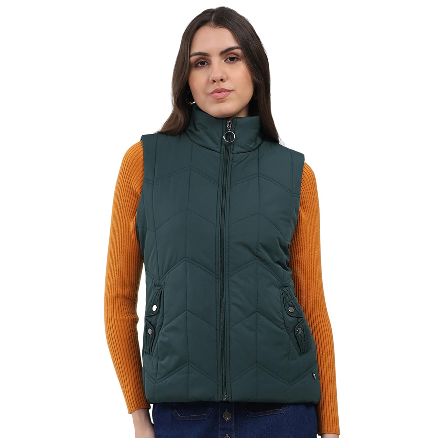 Women’s Regular Fit Solid Collared Neck Sleeveless Winter Jacket | Stylish Warm Design | Premium Fabric | Trendy Winter Outerwear for Women (Pack Of 1)-image-8