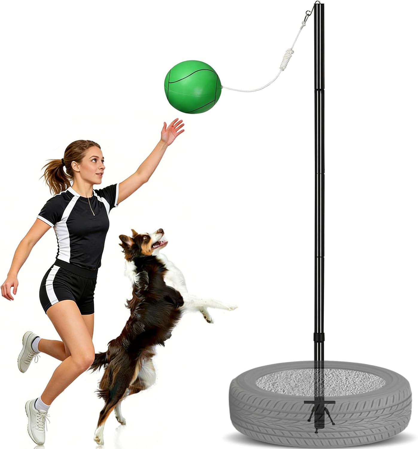 GADFISH Heavy Duty Tetherball Set, Tetherball Pole and Ball Set for Outdoor Backyard, 9ft Adjustable Height Suitable can Meet Various Needs(Without Base)