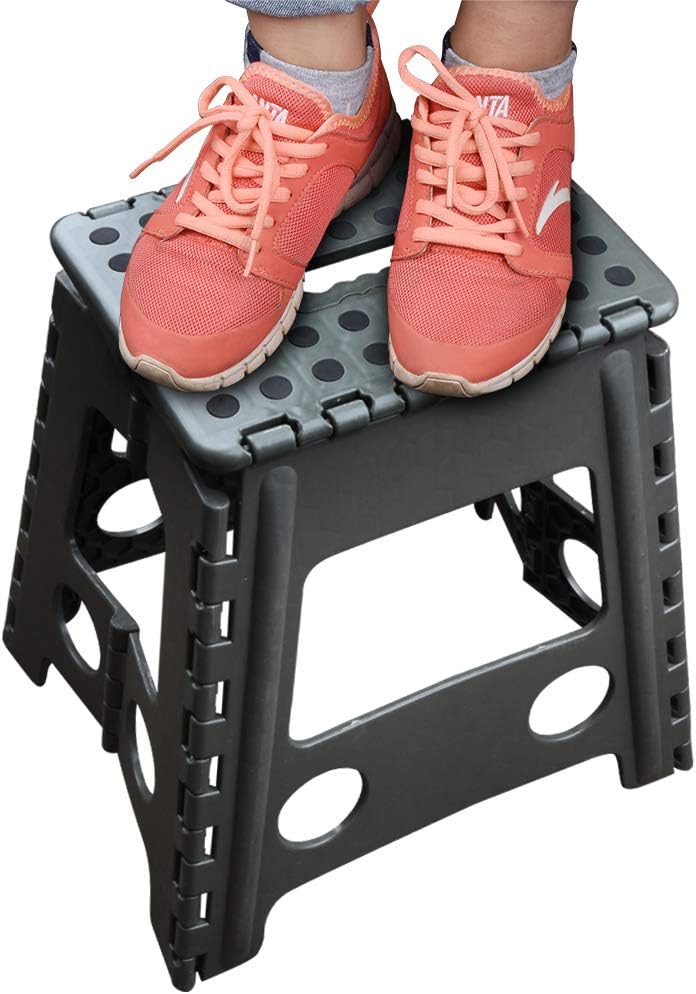 YZWDTGS Non-Slip Folding Step Stool, Sturdy Safe Enough - Holds up to 350 Lb Footstool for Adults or Kids, Fold Ladder Storage/Opens Easy, for Kitchen,Toilet,Camping ect. (Army Green, X-Large)