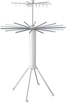 Clothes Drying Rack 4-Legged Double-Tier Foldable and Portable Standing Dry Racks Extra Large Drying Space for Laundry Indoor Outdoor Poolside Camping Thanksgiving Iron Plastic White