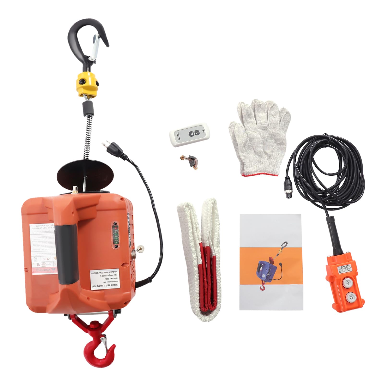 3 in 1 Electric Hoist Winch 440lb, 16ft/min Manual|Cable|Wireless Remote Control, 62ft Portable Power Electric Lift with Sling Strap for Lifting Small Engines, Bicycles, Groceries