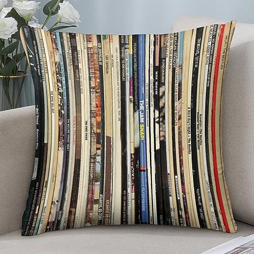 Wreioau Classic Rock Vinyl Records Throw Pillow Case Square Cozy Pillow Cover Home Decor for Living Room Sofa Car Cushion Cover 18"X 18"