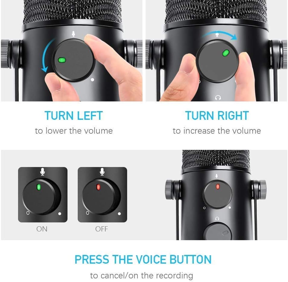 میکروفن خازنی یو اس بی MAONO مدل (AU902) با افزایش ، کنترل صدا ، بی صدا ،اتصال و بازی، Livestream ، ضبط ، آموزش آنلاین