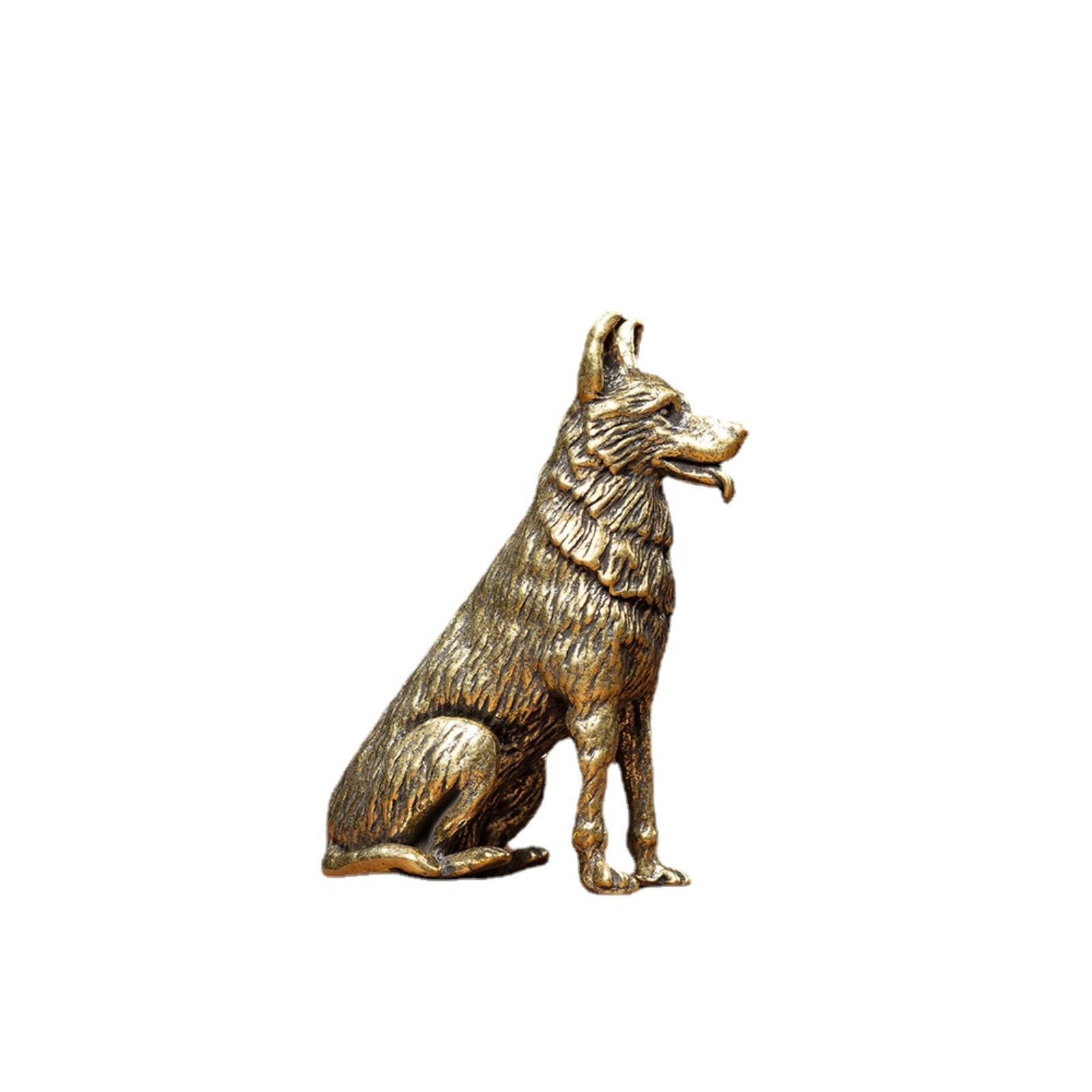 NGDFGR Black Handmade Creative Copper Animal Dog Figurine, Brass Simulated Hound Model Statue Sculpture Office Home Study Desk Garden Bonsai Decoration,Hound