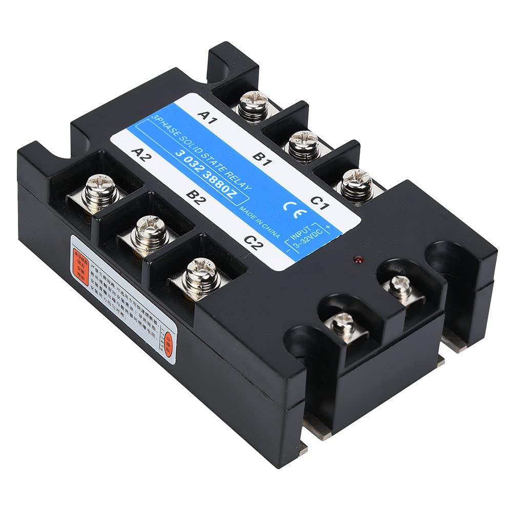 Relè a stato solido trifase SSR con indicazione dello stato del dissipatore di calore Ingresso da 3‑32 V CC a uscita 24‑480 V CA Relè a semiconduttore(80A)