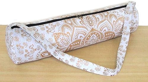 Miniatura 5 de ICC - Bolsa de transporte para yoga con mandala, dorada, color negro y dorado, con cremallera completa, para gimnasio, playa, pilates, bolsa de