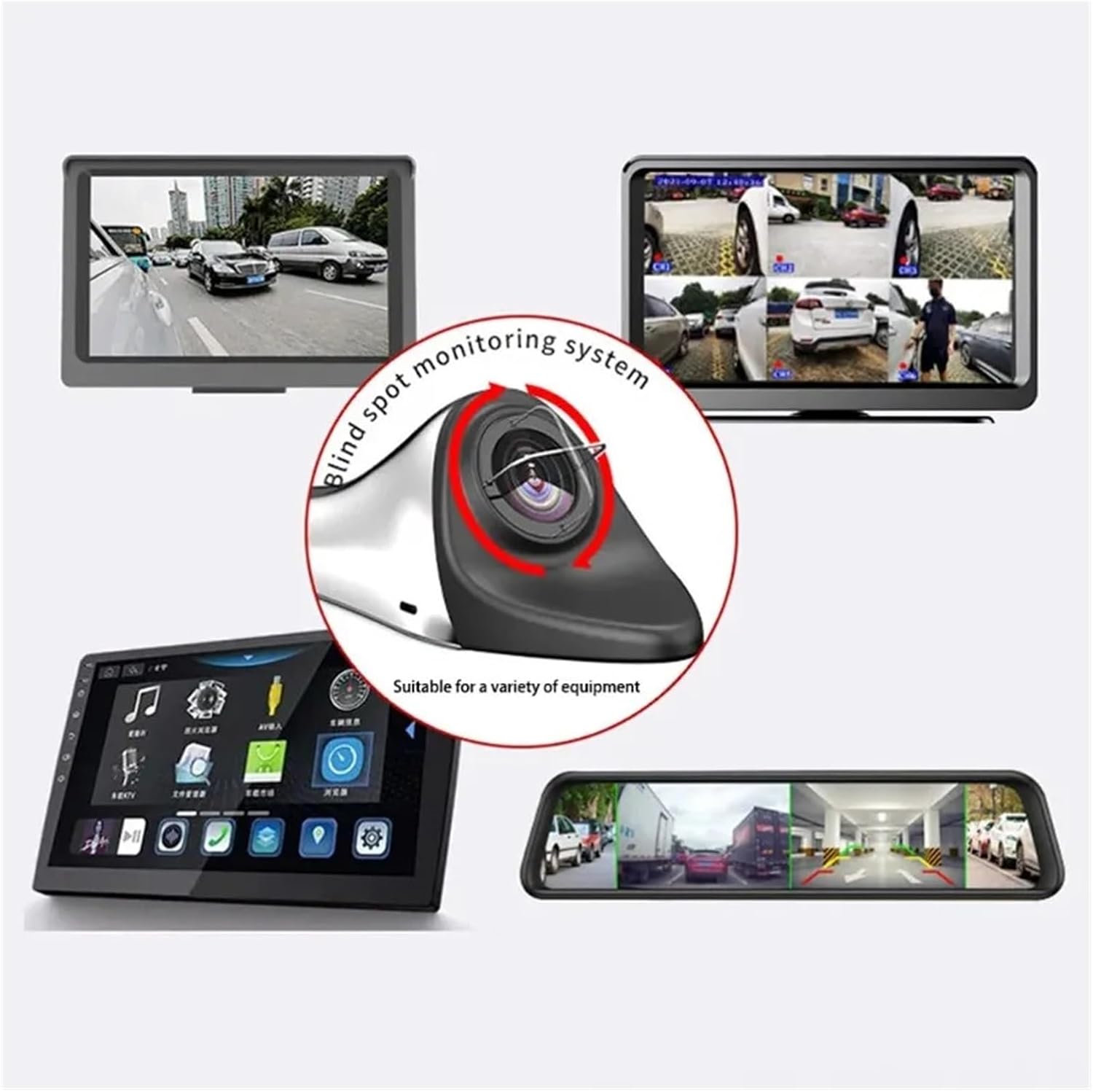 1080P Car Rear View Camera Blind Spot Auxiliary Reversing Backup Side Camera CVBS/AHD Shark Fin IP68 Waterproof Rotatable Lens