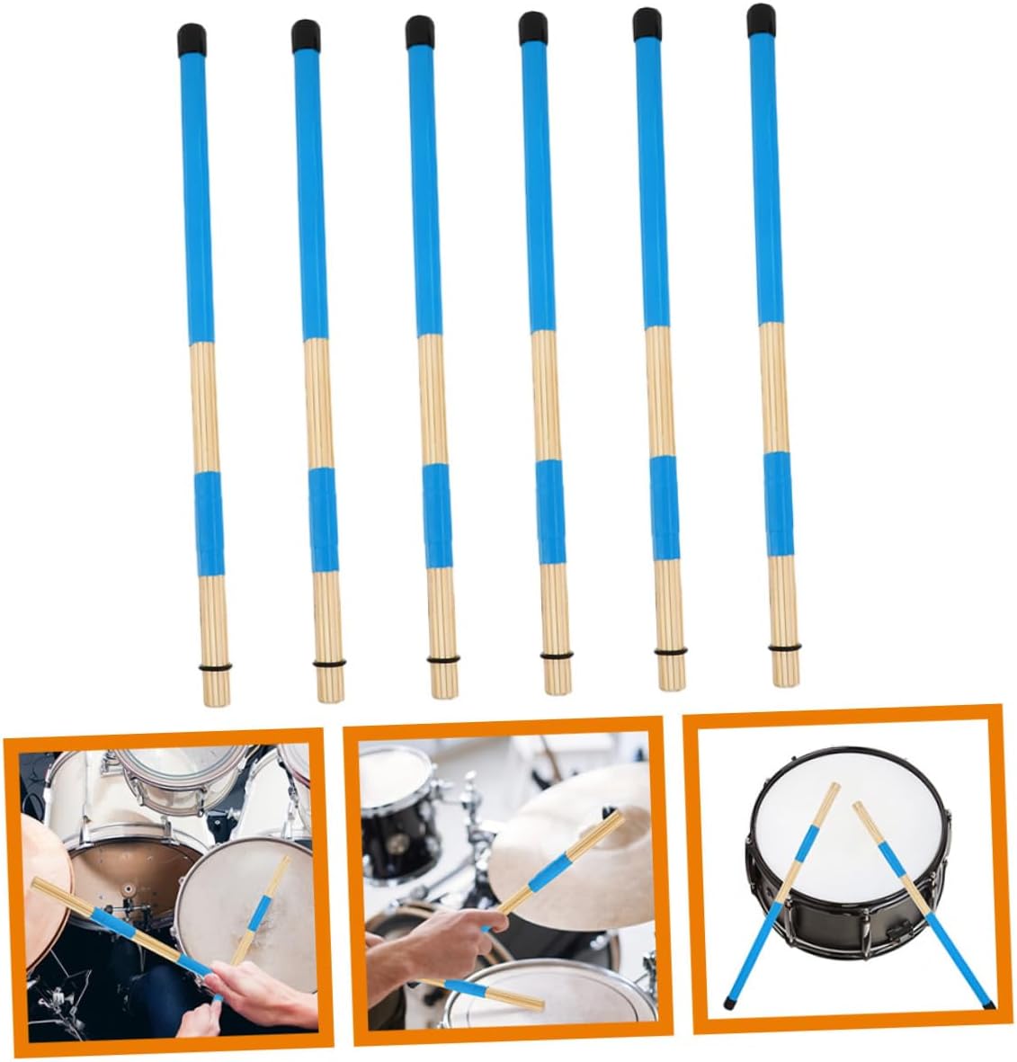 Holibanna 3 Pairs Professional Drum Brushes for Drummers Lightweight and Portable Percussion Accessories for Beginners Comfortable Grip