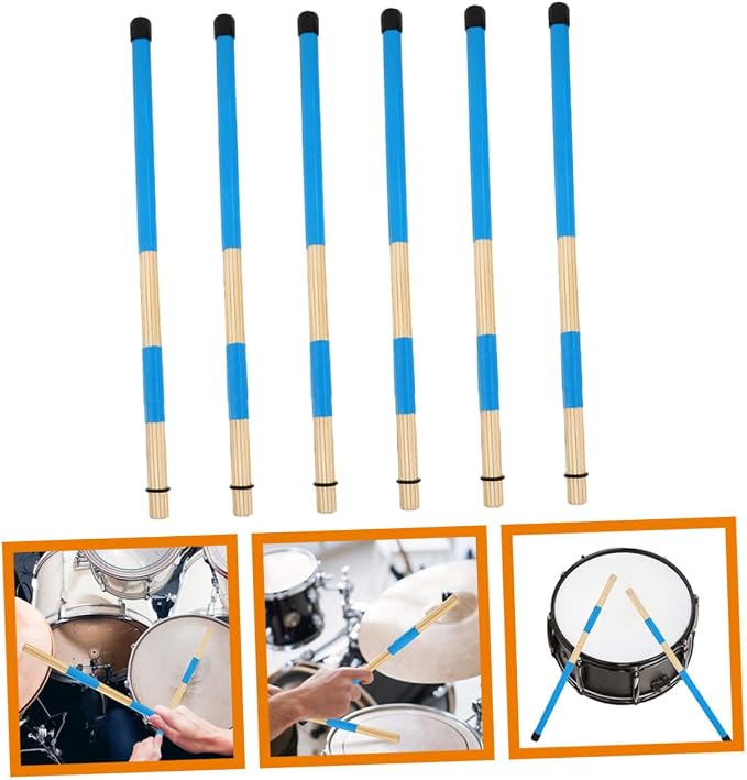 3 pares de escobillas de madera para batería para principiantes miniatura 3