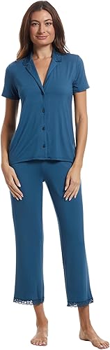 Feathers Essentials Notch PJ Set Length: 25/Inseam: 26",Midnight Teal,X-Large
