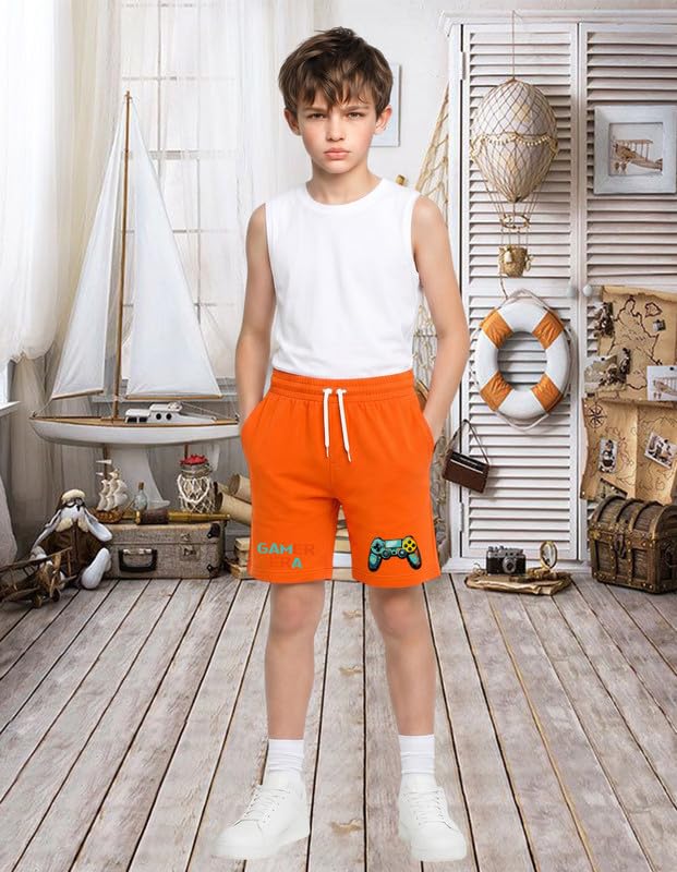 Image of Nusyl Solid & Printed Cotton Blend Shorts for Boys | Comfortable Casual Shorts | Soft Breathable Fabric with Elastic Waistband | Relaxed Fit | 2-16 Years | Multiple Colors