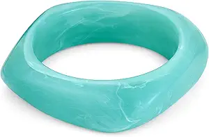 WOWORAMA Colorful Resin Acrylic Bangle Bracelets for Women Geometric Chunky Mottled Acetate Resin Bangles Wide Acrylic Plastic Bracelets Statement Jewelry