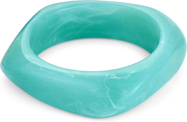 WOWORAMA Colorful Resin Acrylic Bangle Bracelets for Women Geometric Chunky Mottled Acetate Resin Bangles Wide Acrylic Plastic Bracelets Statement Jewelry