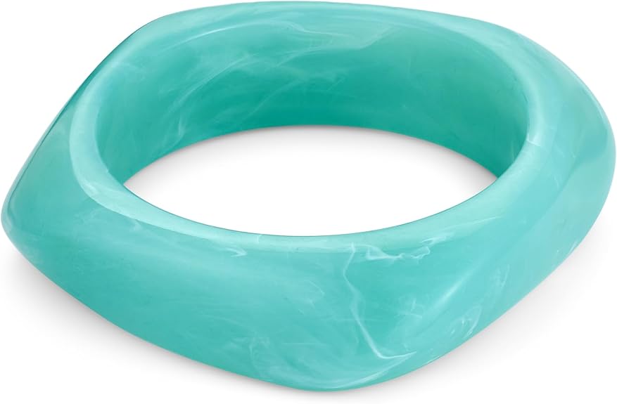 WOWORAMA Colorful Resin Acrylic Bangle Bracelets for Women Geometric Chunky Mottled Acetate Resin Bangles Wide Acrylic Plastic Bracelets Statement Jewelry