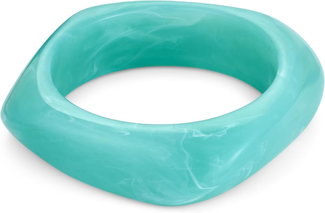 WOWORAMA Colorful Resin Acrylic Bangle Bracelets for Women Geometric Chunky Mottled Acetate Resin Bangles Wide Acrylic Plastic Bracelets Statement Jewelry