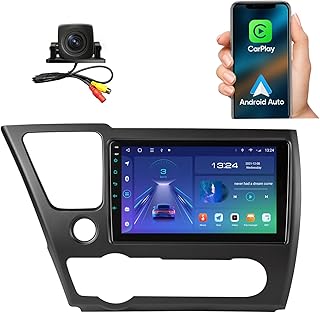 5G WiFi 8 Core 1280 * 720 Resolution 9 Inch Car Stereo Radio for Civic 2013-2015 with Carplay Android Auto Android 12.0 GPS Navigation Support 48EQ Mirroring AirPlay Rear 1080P Camera SWC