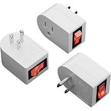 HiFind Grounded Outlet Extender with ON/Off Switch 3 Pack, 3 Prong Single Port Power Adapter, Energy & Space Saving Wall Tap Plug with Red Indicator for Light & Small Appliance, ETL, White