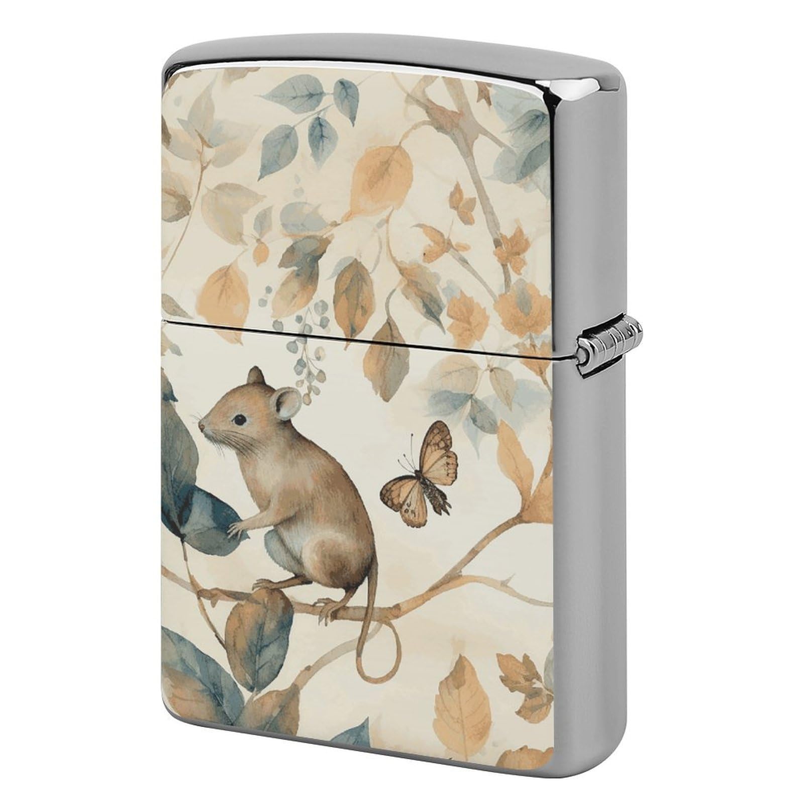 Mice and Leaves Lighter Case Vintage Metal Lighter Cover Reusable Lighter Protective Sleeve Unique Design Personalized Lighter Sleeve Holder Against Dust and Scratches