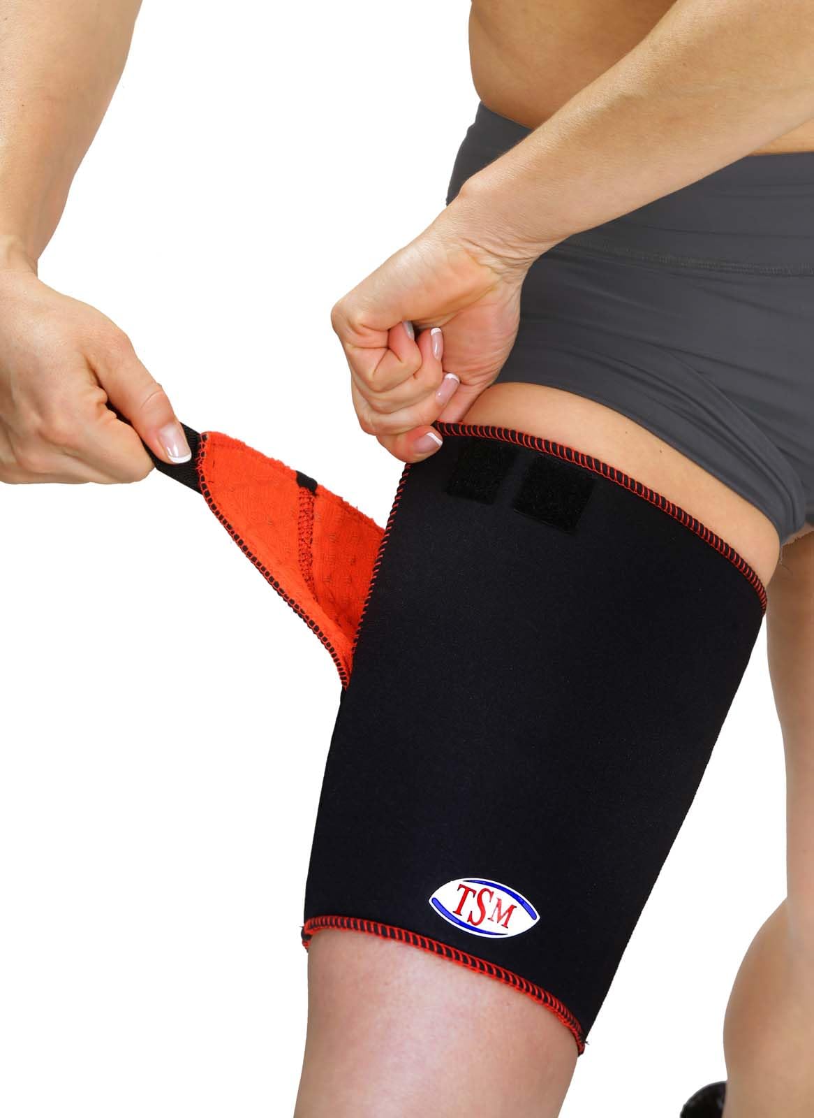 TSM Sportbandage Oberschenkelbandage Pro mit Klettverschluss, Schwarz, L, 5110