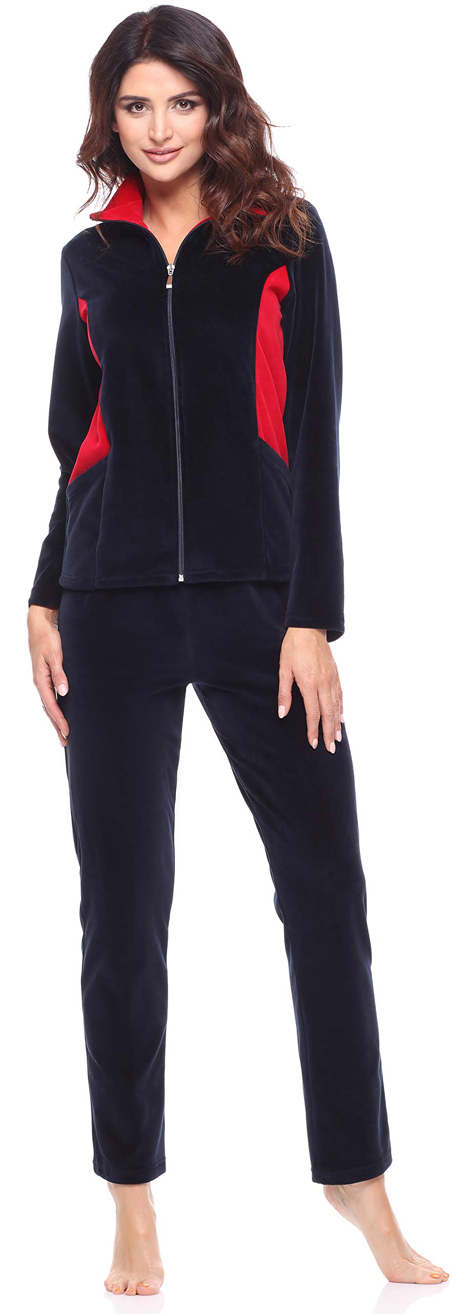 Merry Style Dres Damski z Weluru MSMG001 (Navy Niebieski Czerwony(1726), 3XL)