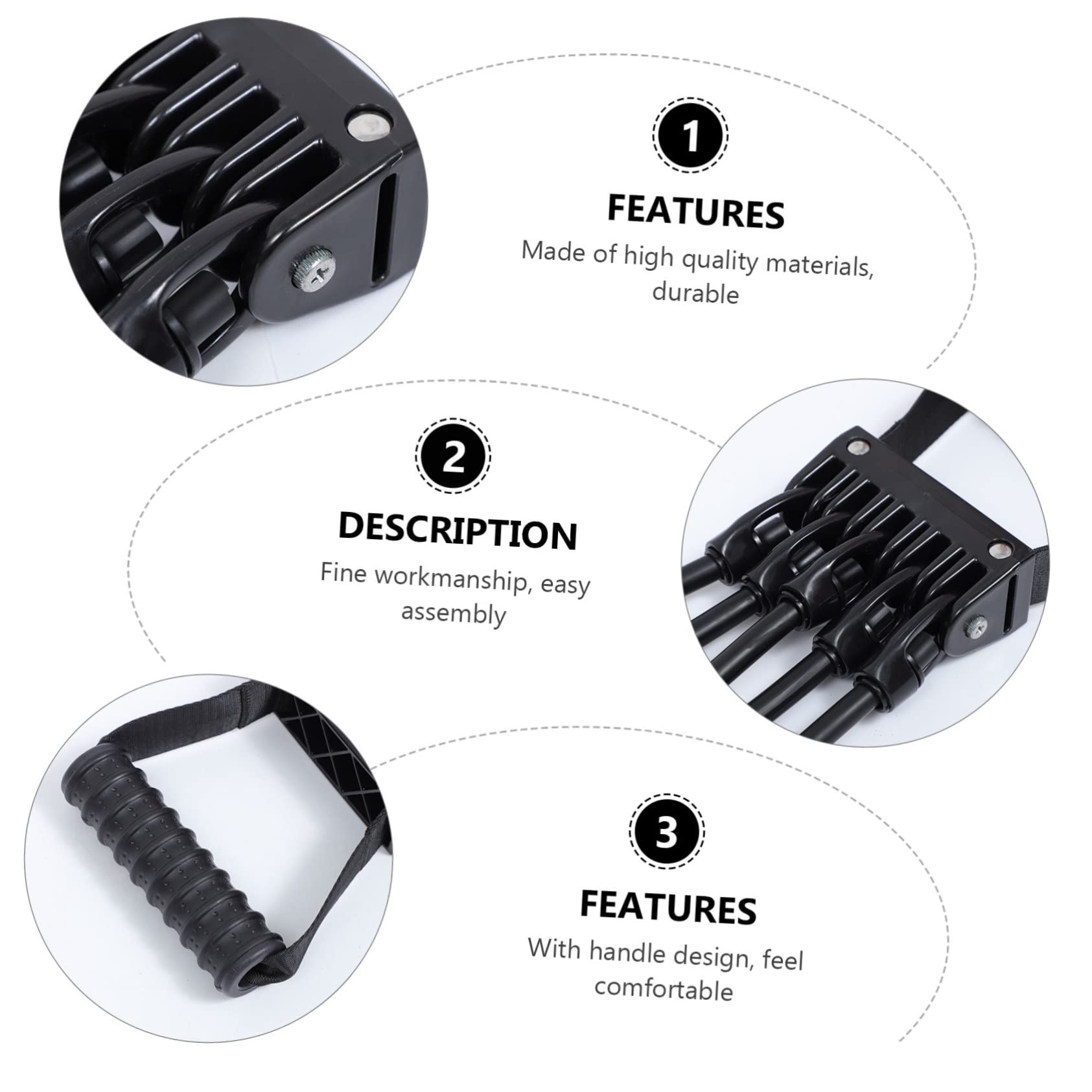 SUPVOX Estrattore attrezzatura palestra gym set attrezzo fitness casa espansore del torace kit palestra Accessori barra del mento fascia di resistenza fascia elastica plastica Black
