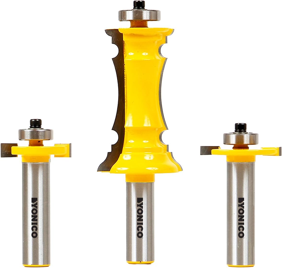 Yonico Router Bits Set Miter Frame Molding 3 Bit 1/2Inch Shank 12230