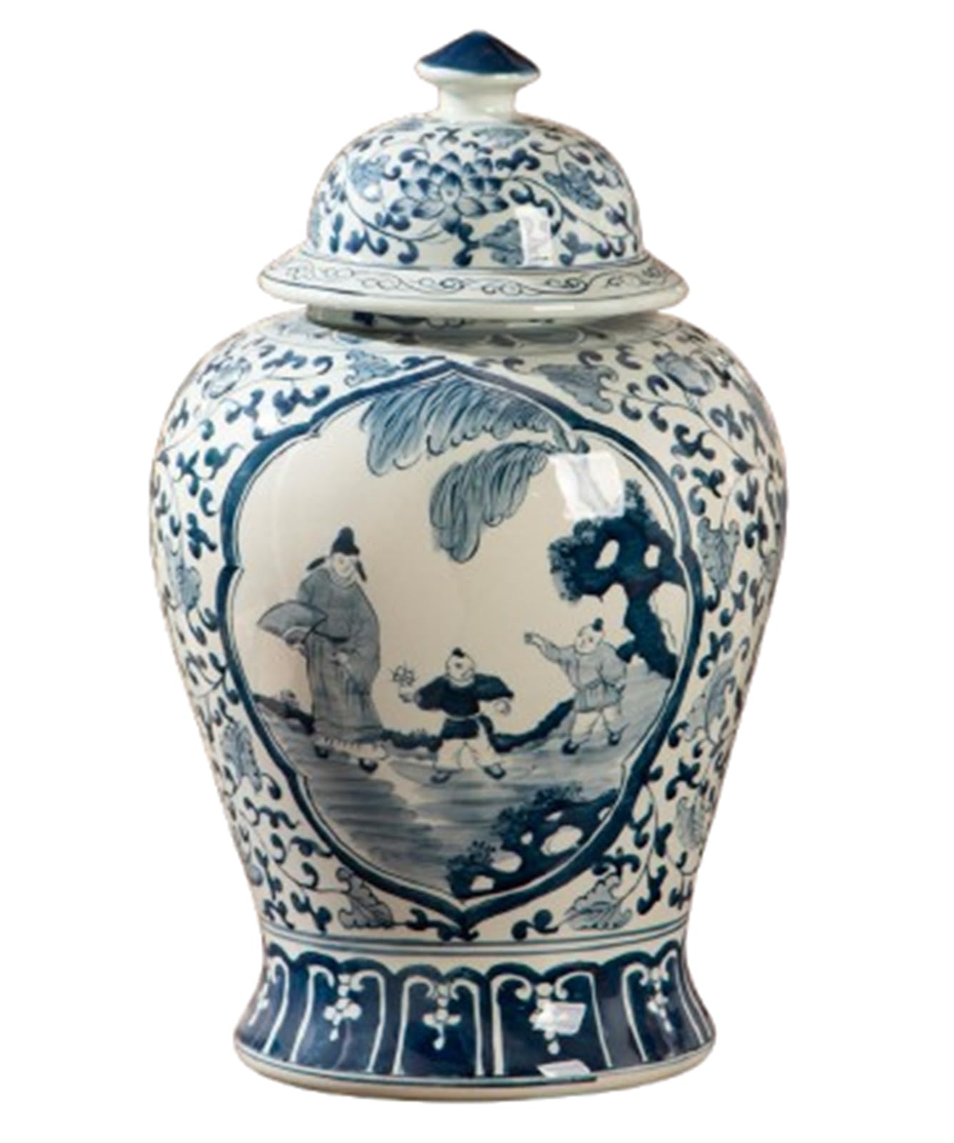 NHDVDVAV Antique Like Finish Blue and White Ginger Jars,Art Decor Big Vase for Flowers,Home Decorative Jar Tea Canister for Home Decor, Tea & Display