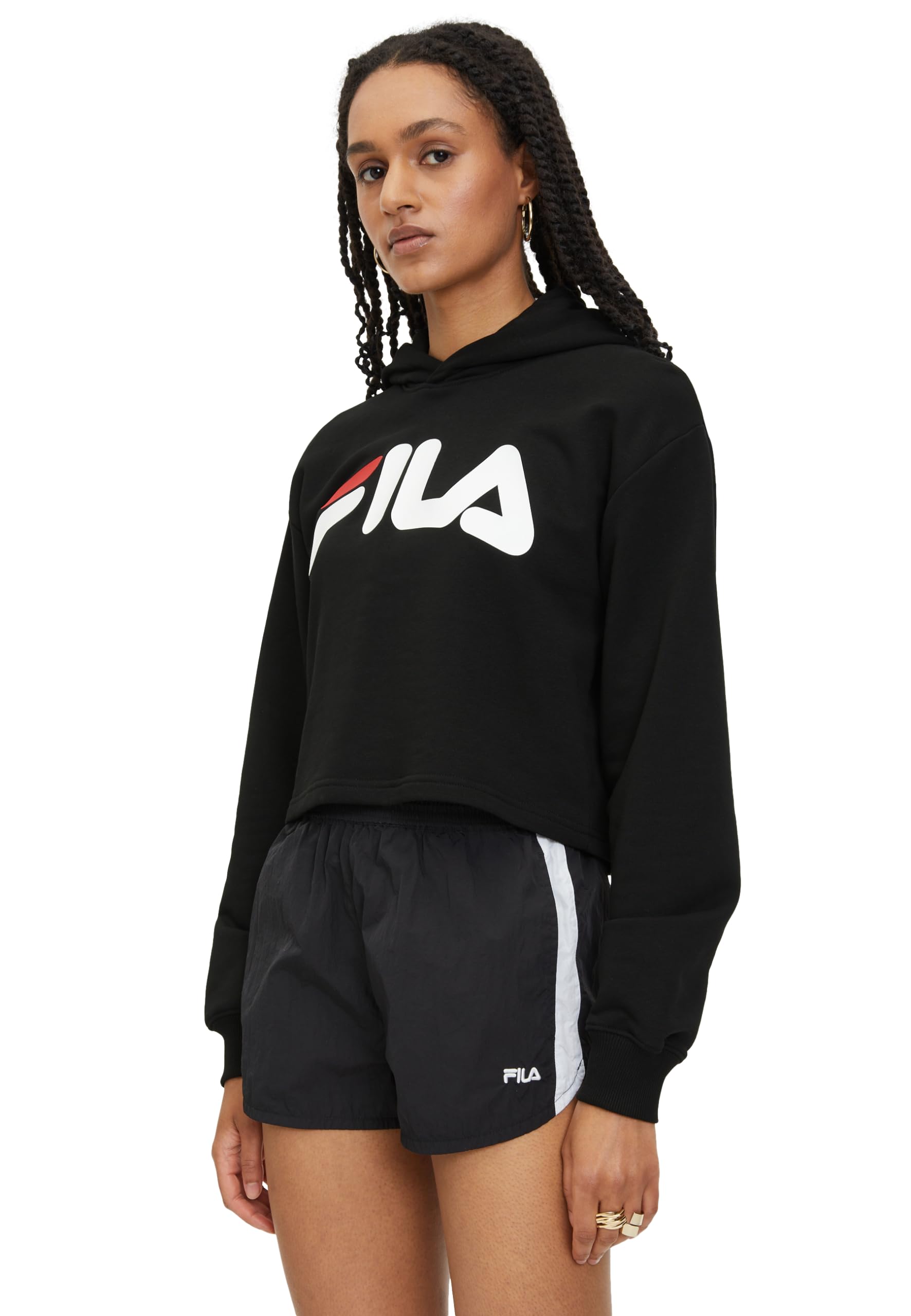 FILA Lafia Cropped Logo Hoody Sudadera con para Mujer