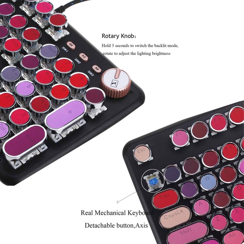 Hottest Sale Mechanical Gaming Keyboard,Soke-Six Punk Typewriter-Style USB Wired LED Backlit Gamer Keyboard,104-Key Anti-Ghosting,Blue Switch,Metal Matte Panel, Lipstick Color Design for Windows Mac PC Laptop 70% Off Discount Mechanical Gaming Keyboard,Soke-Six Punk Typewriter-Style USB Wired LED Backlit Gamer Keyboard,104-Key Anti-Ghosting,Blue Switch,Metal Matte Panel, Lipstick Color Design for Windows Mac PC Laptop