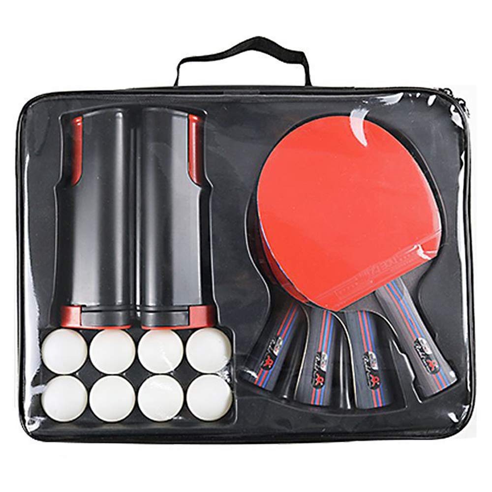 AKT Sofortiges Tischtennisball Set - Umfassen 1 x Einziehbares Netz / 4 x Schläger / 8 x Bälle zum Kinder Erwachsene Indoor Outdoor Spiel Passt Schule, Zuhause, Sportverein, Büro überall