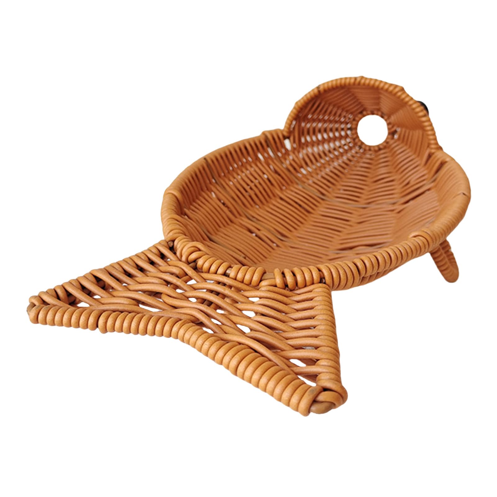 MICFENY Elegant Fish Shape Imitation Rattan Bread Basket Display Holders for Fruits Vegetables and Snacks Storage Tray